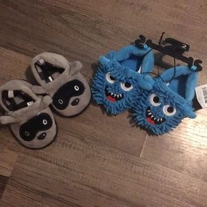 Infant slippers raccoons and monsters